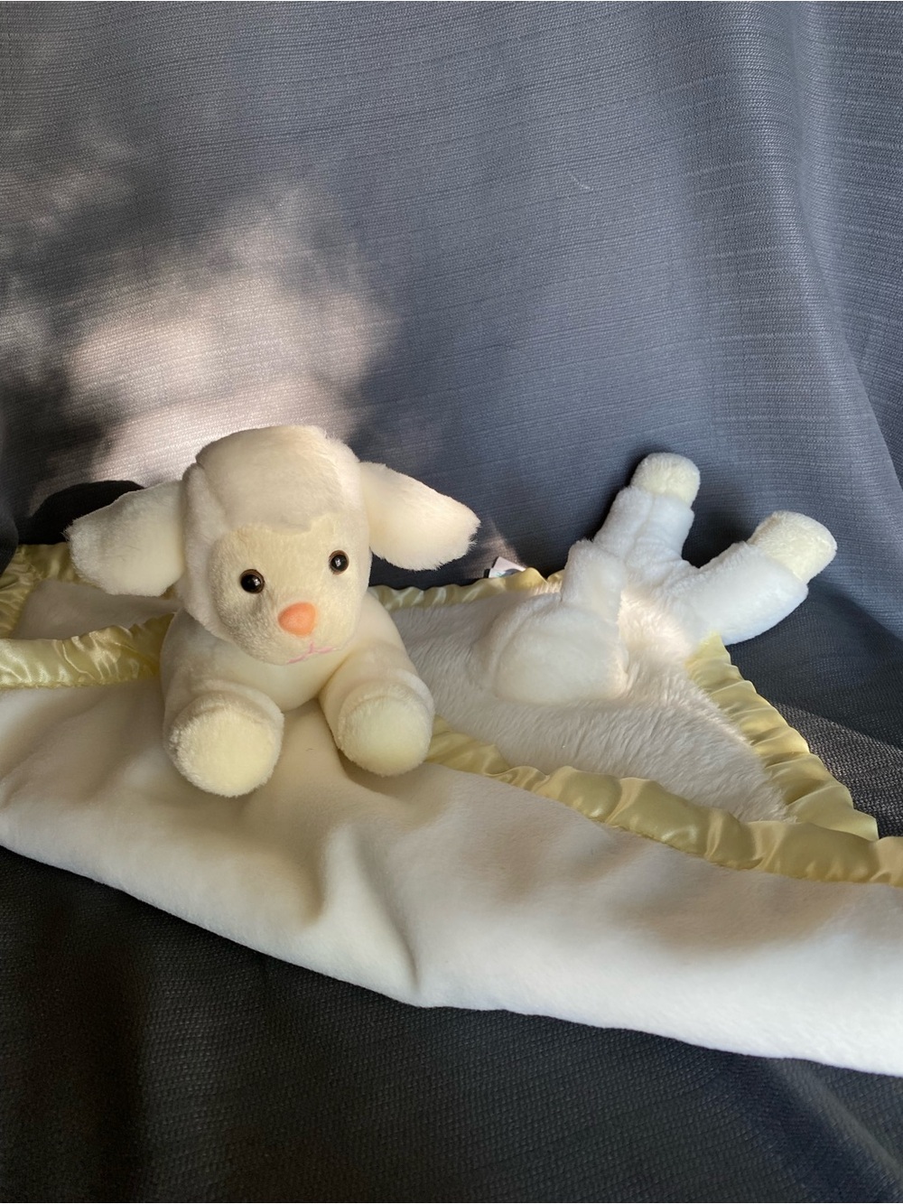 Vintage My Banky Aleigh Lamb Security Blanket Lovey Yellow Trim